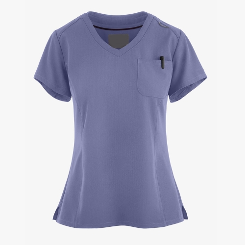 Women 1 Pocket STRETCH Tuck In V Neck Scrub Top